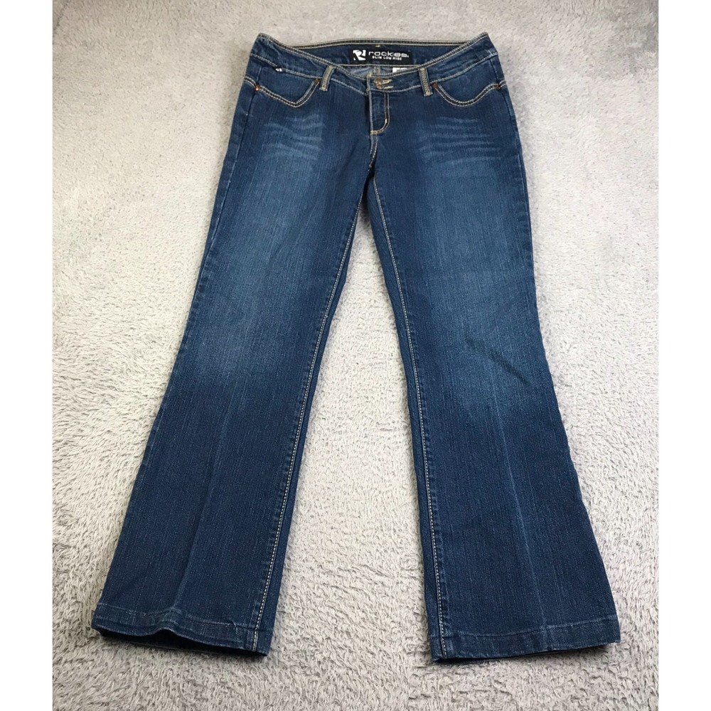 Rockies Jeans Womens 10R (32x29) Slim Low Rise Boot Dark Wash Vintage Western
